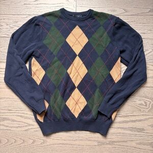 Brandy Melville navy blue green argyle sweater